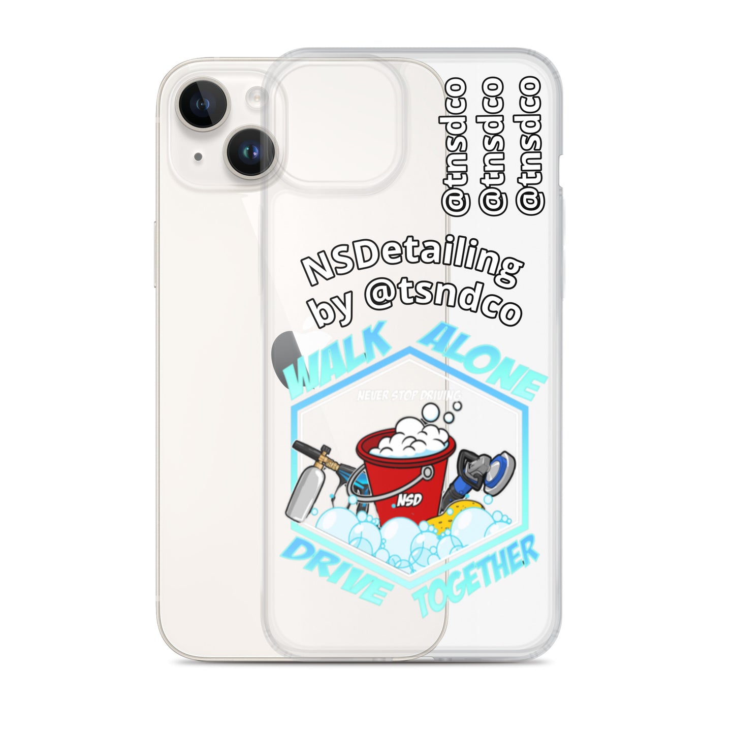 Clear "NSDetailing/@tnsdco" Case for iPhones