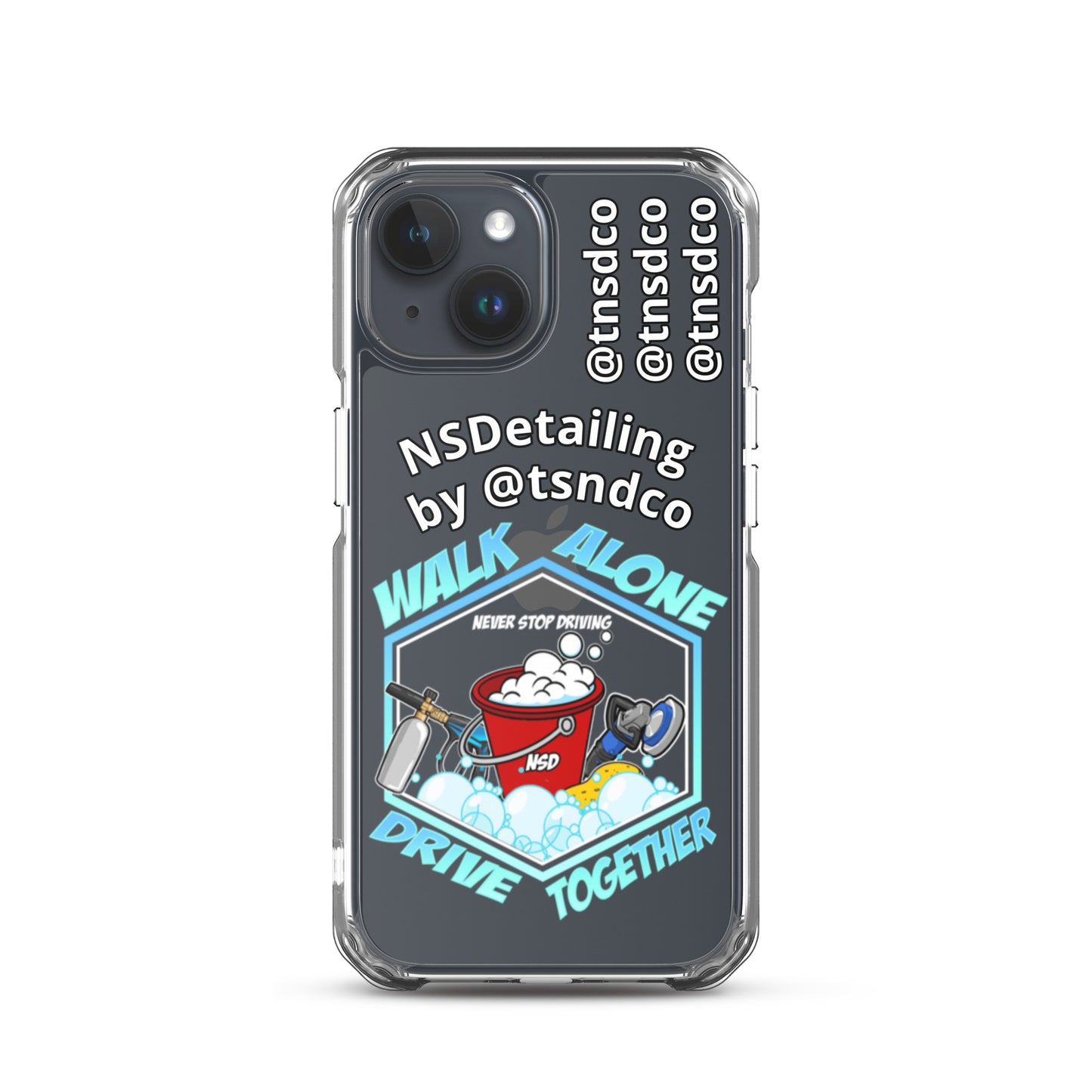 Clear "NSDetailing/@tnsdco" Case for iPhones