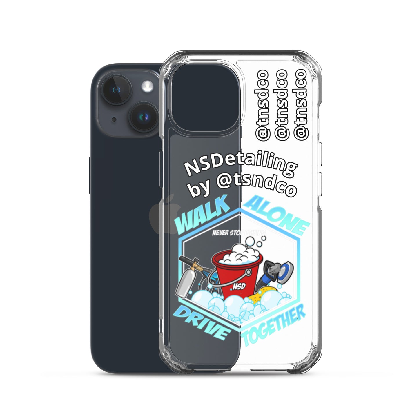 Clear "NSDetailing/@tnsdco" Case for iPhones