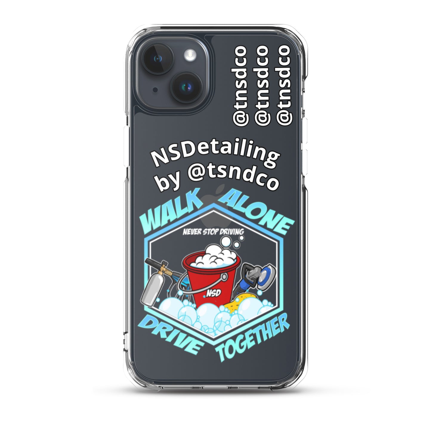 Clear "NSDetailing/@tnsdco" Case for iPhones