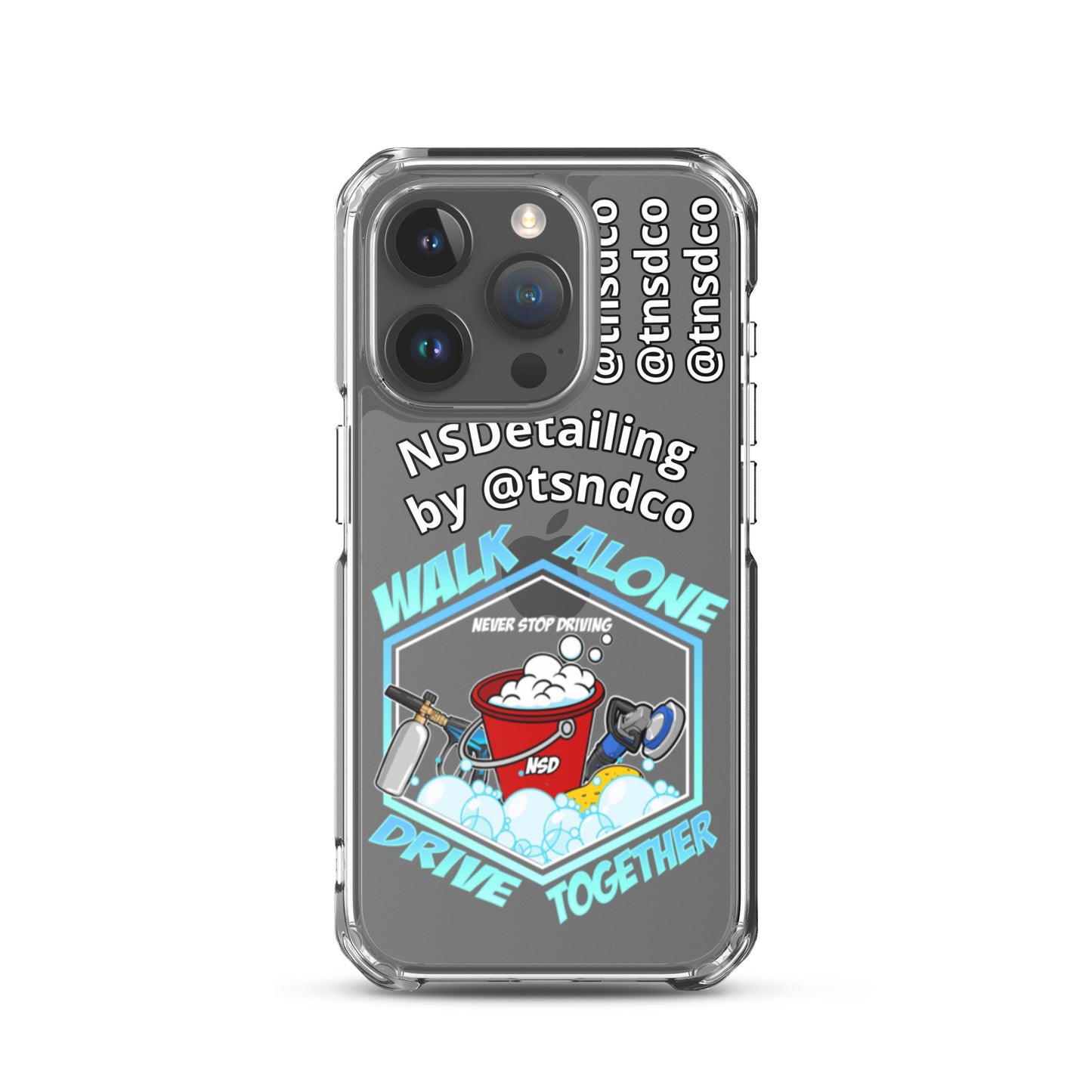 Clear "NSDetailing/@tnsdco" Case for iPhones