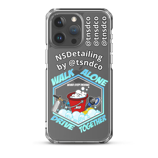 Clear "NSDetailing/@tnsdco" Case for iPhones